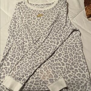 Nike White and Gray Leopard Print Top